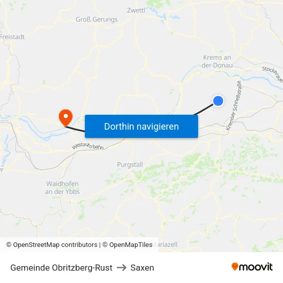Gemeinde Obritzberg-Rust to Saxen map