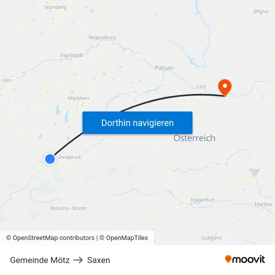 Gemeinde Mötz to Saxen map