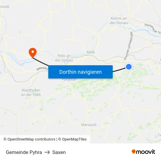 Gemeinde Pyhra to Saxen map