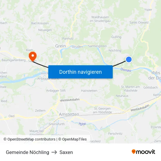Gemeinde Nöchling to Saxen map