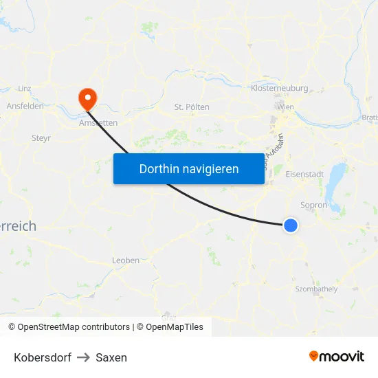 Kobersdorf to Saxen map