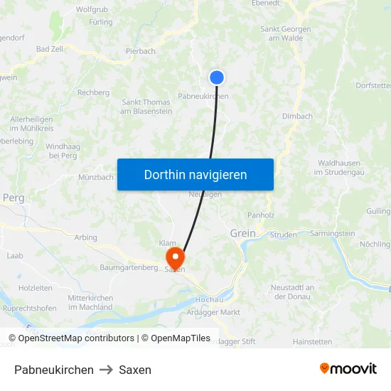 Pabneukirchen to Saxen map