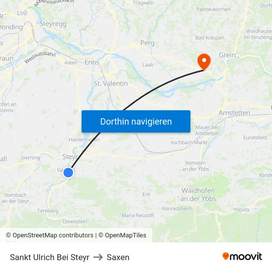 Sankt Ulrich Bei Steyr to Saxen map