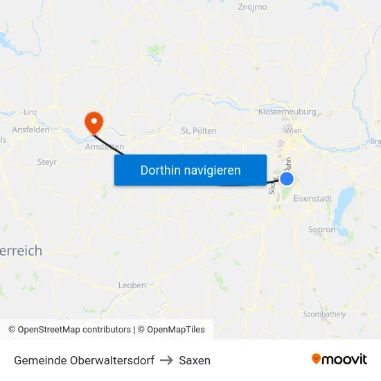Gemeinde Oberwaltersdorf to Saxen map