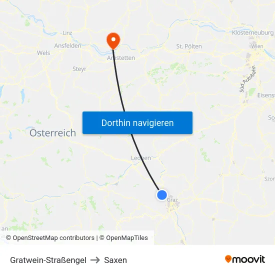 Gratwein-Straßengel to Saxen map