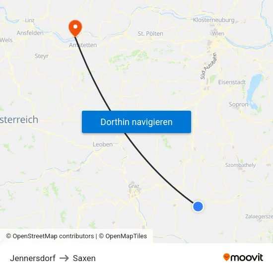 Jennersdorf to Saxen map