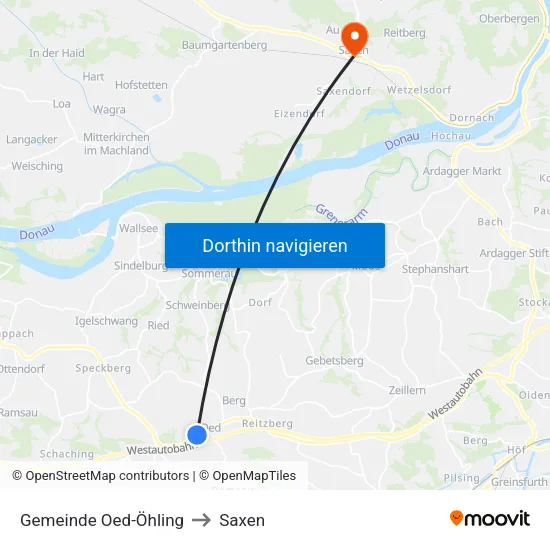 Gemeinde Oed-Öhling to Saxen map