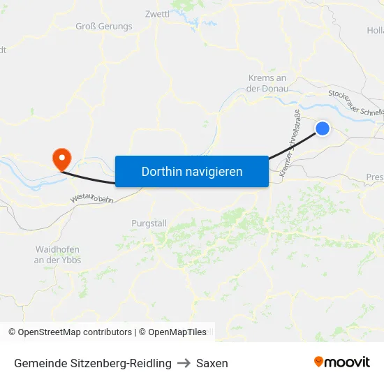 Gemeinde Sitzenberg-Reidling to Saxen map