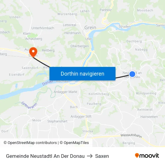 Gemeinde Neustadtl An Der Donau to Saxen map