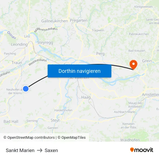 Sankt Marien to Saxen map