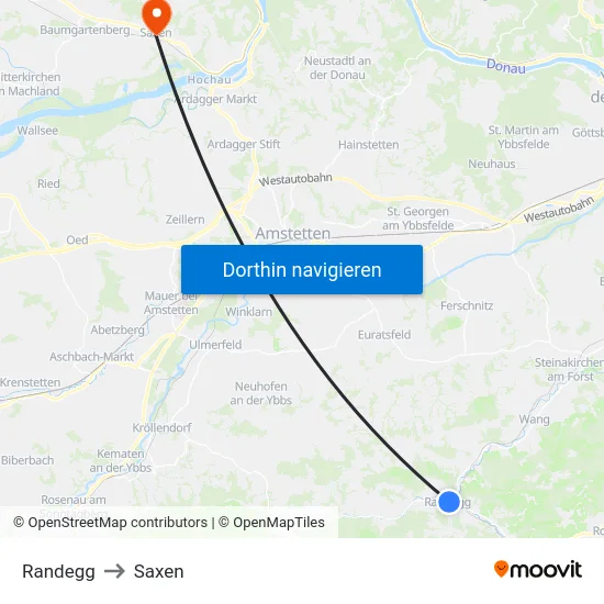 Randegg to Saxen map