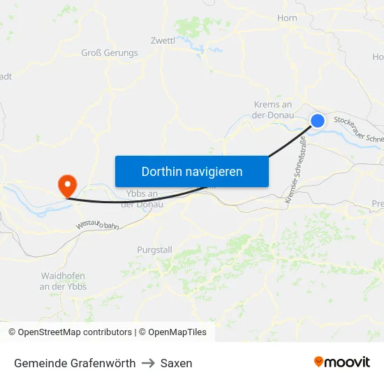 Gemeinde Grafenwörth to Saxen map