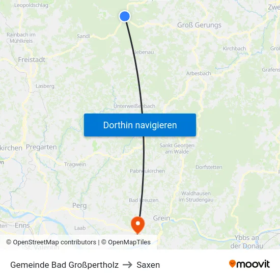 Gemeinde Bad Großpertholz to Saxen map