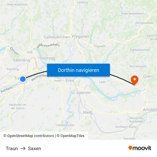 Traun to Saxen map