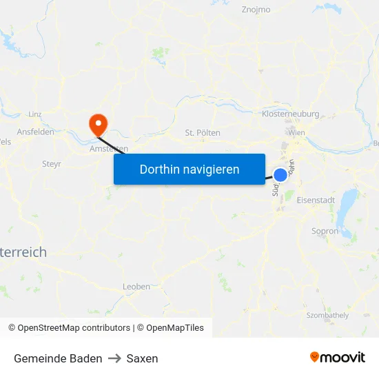 Gemeinde Baden to Saxen map