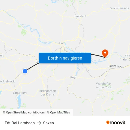Edt Bei Lambach to Saxen map