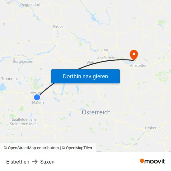 Elsbethen to Saxen map