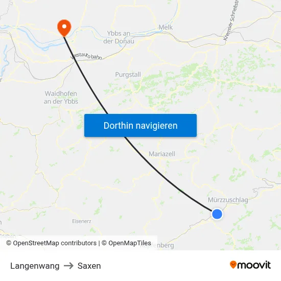 Langenwang to Saxen map