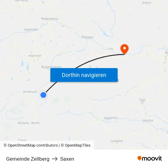 Gemeinde Zellberg to Saxen map