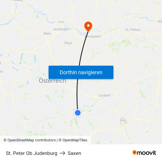 St. Peter Ob Judenburg to Saxen map