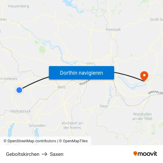 Geboltskirchen to Saxen map