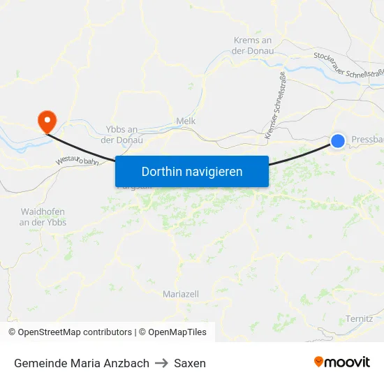 Gemeinde Maria Anzbach to Saxen map