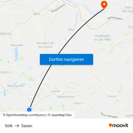 Sölk to Saxen map