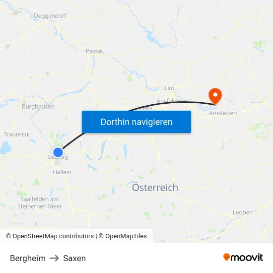 Bergheim to Saxen map