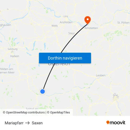 Mariapfarr to Saxen map