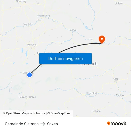 Gemeinde Sistrans to Saxen map