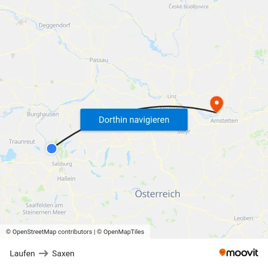 Laufen to Saxen map