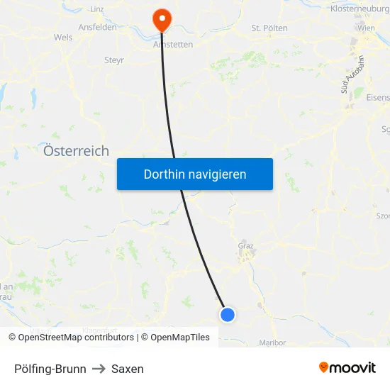 Pölfing-Brunn to Saxen map