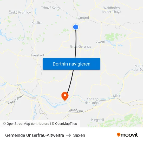 Gemeinde Unserfrau-Altweitra to Saxen map