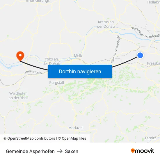 Gemeinde Asperhofen to Saxen map