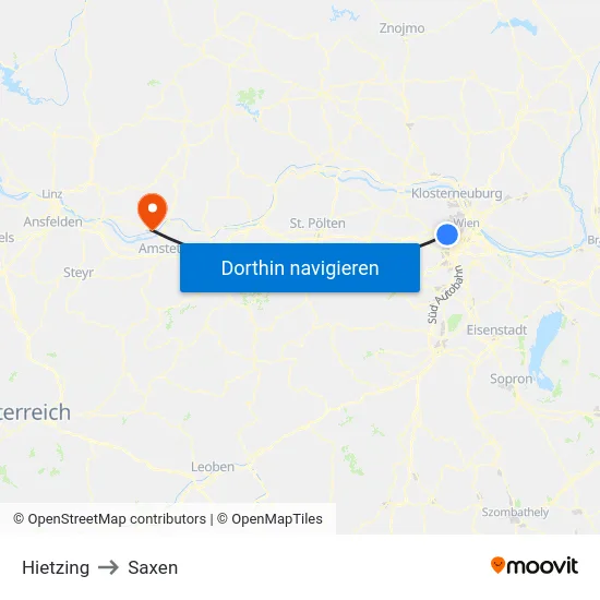 Hietzing to Saxen map