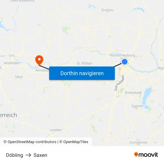 Döbling to Saxen map