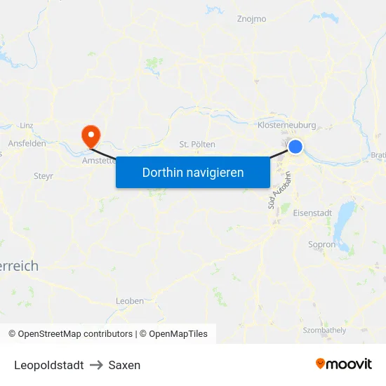 Leopoldstadt to Saxen map