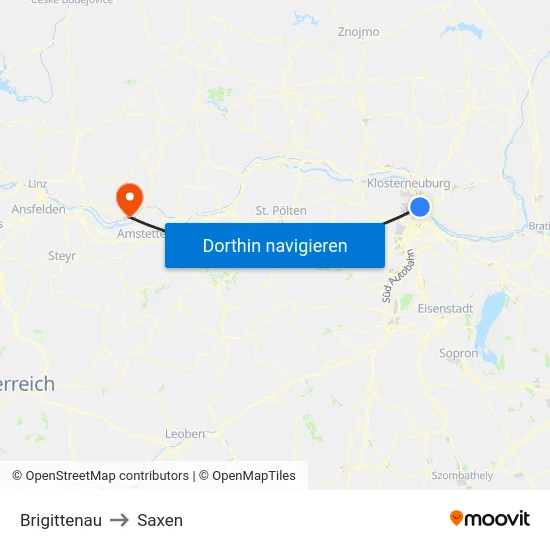 Brigittenau to Saxen map