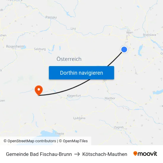 Gemeinde Bad Fischau-Brunn to Kötschach-Mauthen map