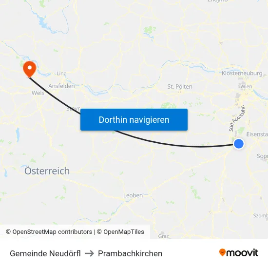 Gemeinde Neudörfl to Prambachkirchen map