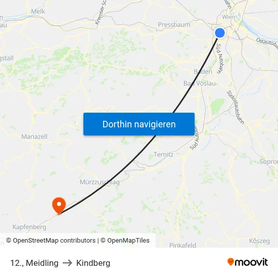 12., Meidling to Kindberg map