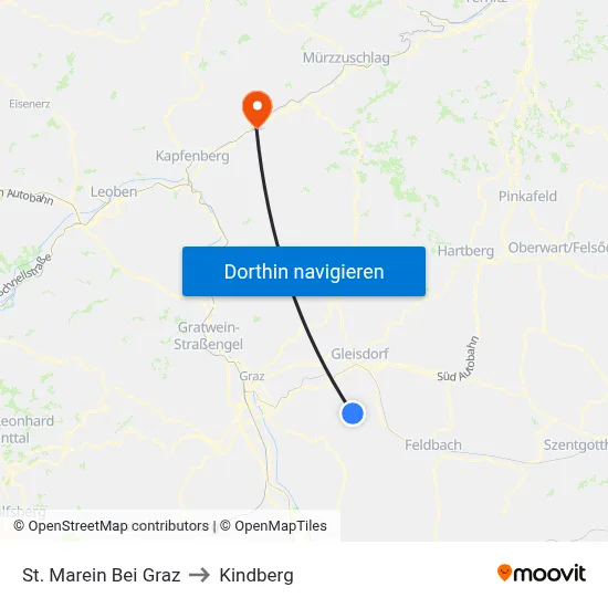 St. Marein Bei Graz to Kindberg map