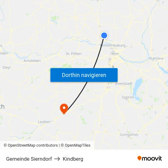 Gemeinde Sierndorf to Kindberg map