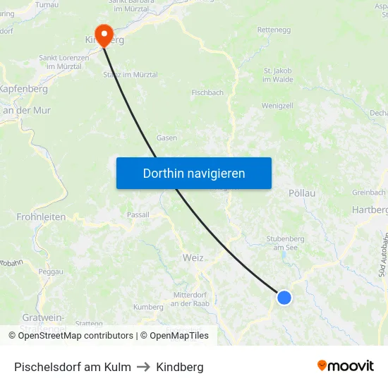 Pischelsdorf am Kulm to Kindberg map