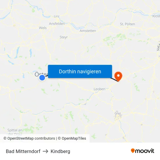Bad Mitterndorf to Kindberg map