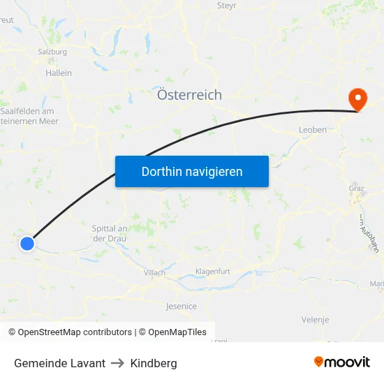 Gemeinde Lavant to Kindberg map