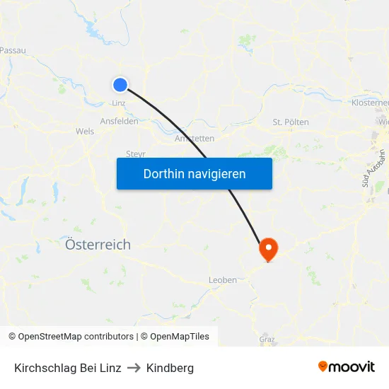 Kirchschlag Bei Linz to Kindberg map