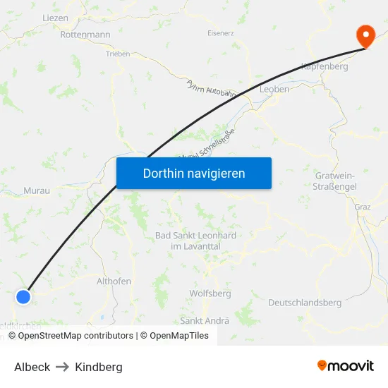 Albeck to Kindberg map