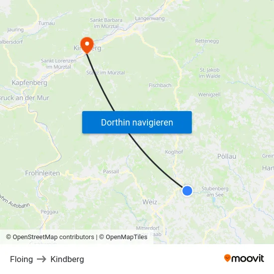 Floing to Kindberg map