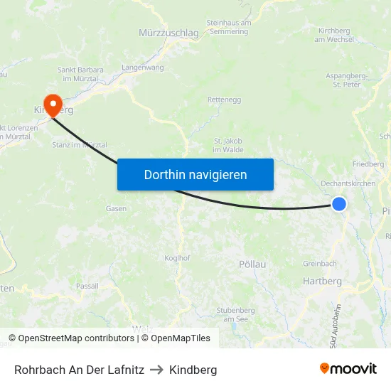 Rohrbach An Der Lafnitz to Kindberg map